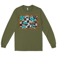 Army Green race leopard and gemstone background Long Sleeve Tee - HRA Design Shop