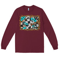 Burgundy race leopard and gemstone background Long Sleeve Tee - HRA Design Shop