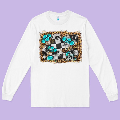 Race Leopard And Gemstone Background Long Sleeve Tee Designed By Hra Design Shop