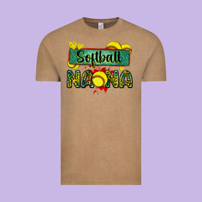 Softball Nana With Leopard Vintage Tee Designed By Zillion Design Studio
