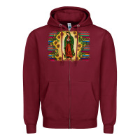 Burgundy serape our lady of guadalupe2 Zipper Hoodie - JahusDesignShop