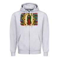 Heather Grey serape our lady of guadalupe2 Zipper Hoodie - JahusDesignShop