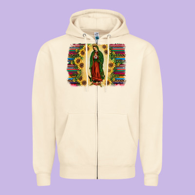 Serape Our Lady Of Guadalupe2 Zipper Hoodie Designed By Jahusdesignshop