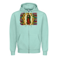 Seafoam serape our lady of guadalupe2 Zipper Hoodie - JahusDesignShop