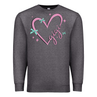 Charcoal Heather gigi with heart and ribbons Premium Sweatshirt - MaliasSmallBusiness