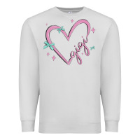 Dove Grey gigi with heart and ribbons Premium Sweatshirt - MaliasSmallBusiness