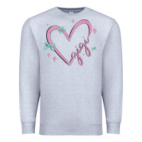 Heather Grey gigi with heart and ribbons Premium Sweatshirt - MaliasSmallBusiness