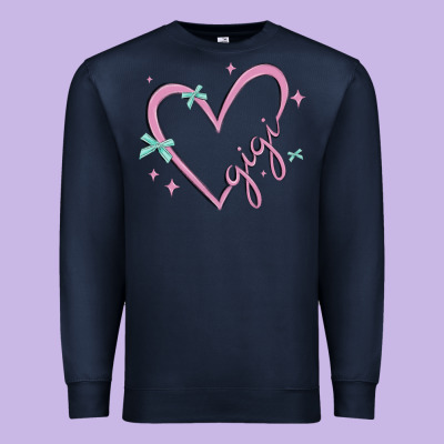 Gigi With Heart And Ribbons Premium Sweatshirt Designed By Maliassmallbusiness