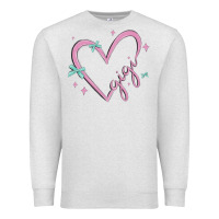 Oatmeal Heather gigi with heart and ribbons Premium Sweatshirt - MaliasSmallBusiness