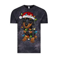 Cloud Black dachshund puppy christmas lights Vintage Tee - RanaPortraitStore