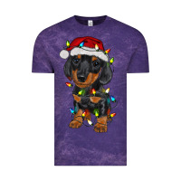 Cloud Purple dachshund puppy christmas lights Vintage Tee - RanaPortraitStore