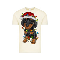 Vintage Arctic dachshund puppy christmas lights Vintage Tee - RanaPortraitStore