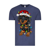 Vintage Denim dachshund puppy christmas lights Vintage Tee - RanaPortraitStore