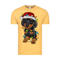 Vintage Mustard dachshund puppy christmas lights Vintage Tee - RanaPortraitStore