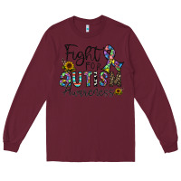 Burgundy fight for autism awareness Long Sleeve Tee - CowhideDigitalArt