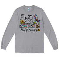 Heather Grey fight for autism awareness Long Sleeve Tee - CowhideDigitalArt