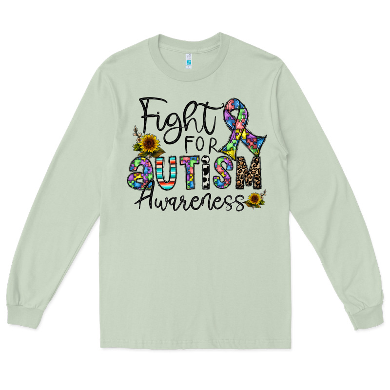 Fight For Autism Awareness Long Sleeve Tee by CowhideDigitalArt | Teevron