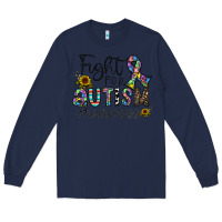 Navy fight for autism awareness Long Sleeve Tee - CowhideDigitalArt