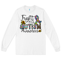 White fight for autism awareness Long Sleeve Tee - CowhideDigitalArt
