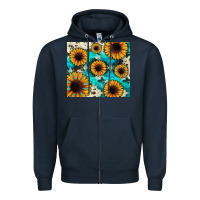 Navy gemstone sunflower Zipper Hoodie - JahusDesignShop