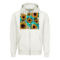 Oatmeal Heather gemstone sunflower Zipper Hoodie - JahusDesignShop