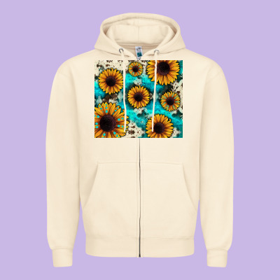 Gemstone Sunflower Zipper Hoodie Designed By Jahusdesignshop