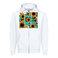 White gemstone sunflower Zipper Hoodie - JahusDesignShop