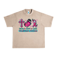 French Oak Faith Hope Cure Breast Cancer Awareness Urban Heavy Tee - texasbilliewilder