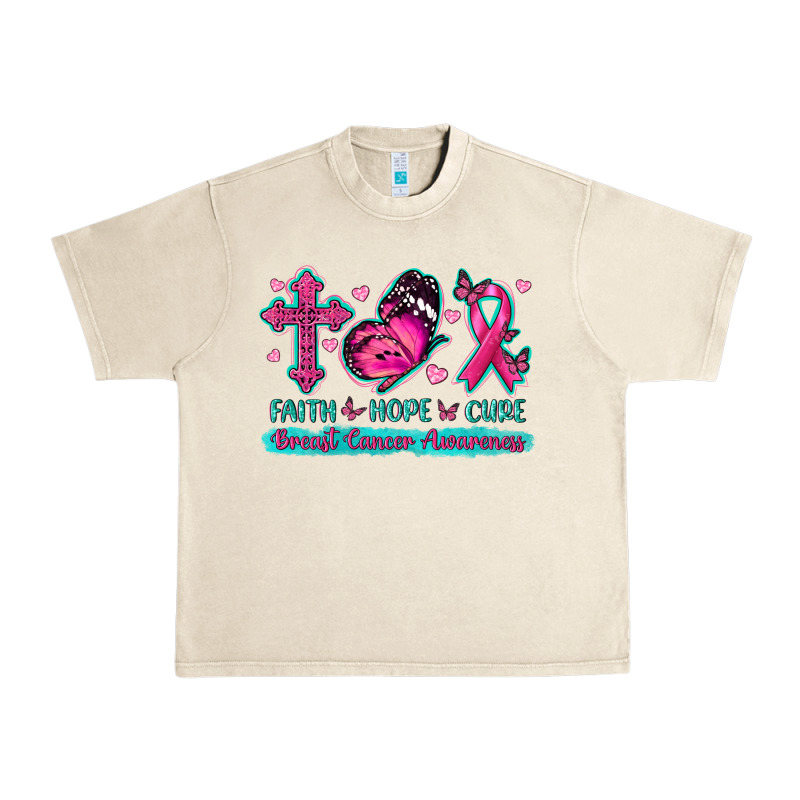 Faith Hope Cure Breast Cancer Awareness Urban Heavy Tee by texasbilliewilder | Teevron