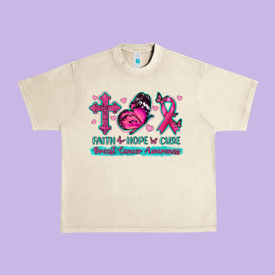 Faith Hope Cure Breast Cancer Awareness Urban Heavy Tee Designed By Texasbilliewilder