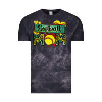 Cloud Black softball mom with leopard Vintage Tee - Zillion Design Studio