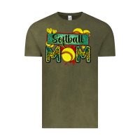 Vintage Olive softball mom with leopard Vintage Tee - Zillion Design Studio