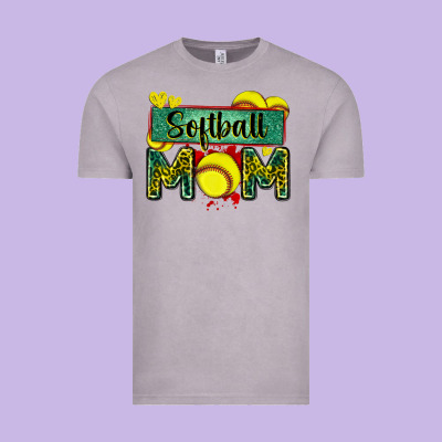 Softball Mom With Leopard Vintage Tee Designed By Zillion Design Studio