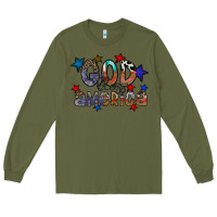 Army Green god bless america Long Sleeve Tee - CowhideDigitalArt