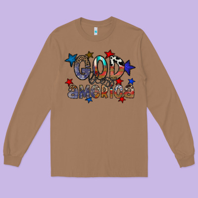 God Bless America Long Sleeve Tee Designed By Cowhidedigitalart