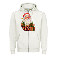 Oatmeal Heather santa claus cupcake Zipper Hoodie - AdoDesignShop