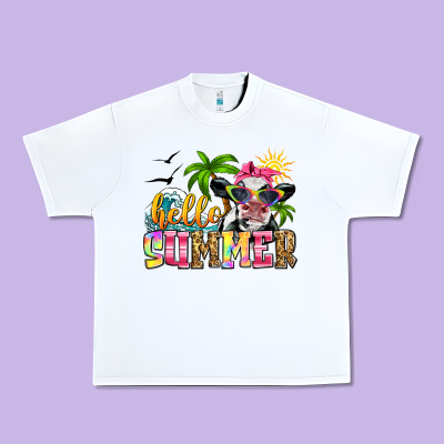 Hello Summer Cow Urban Heavy Tee Designed By Zillion Design Studio