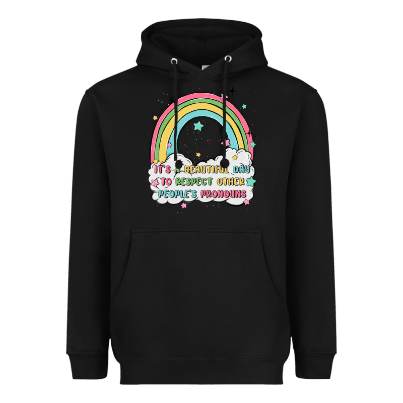 Beautiful Day To Respect Pronouns Heavyweight Hoodie by MaliasSmallBusiness | Teevron