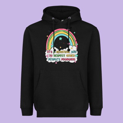 Beautiful Day To Respect Pronouns Heavyweight Hoodie Designed By Maliassmallbusiness