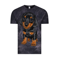 Cloud Black dachshund puppy Vintage Tee - RanaPortraitStore