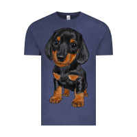 Vintage Denim dachshund puppy Vintage Tee - RanaPortraitStore