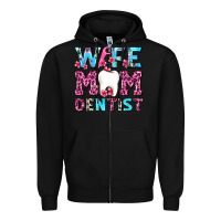 Black Wife Mom Dentist With Tooth And Floss Zipper Hoodie - AdoDesignShop