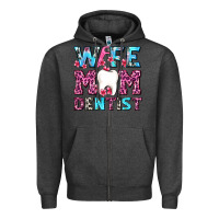 Charcoal Heather Wife Mom Dentist With Tooth And Floss Zipper Hoodie - AdoDesignShop