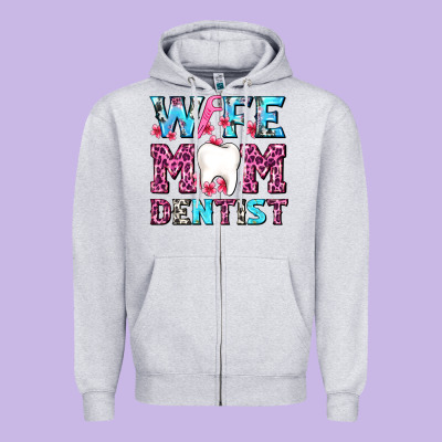 Wife Mom Dentist With Tooth And Floss Zipper Hoodie Designed By Adodesignshop