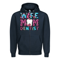 Navy Wife Mom Dentist With Tooth And Floss Zipper Hoodie - AdoDesignShop