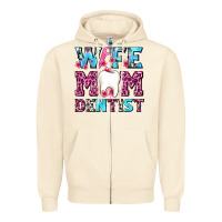Sandshell Wife Mom Dentist With Tooth And Floss Zipper Hoodie - AdoDesignShop