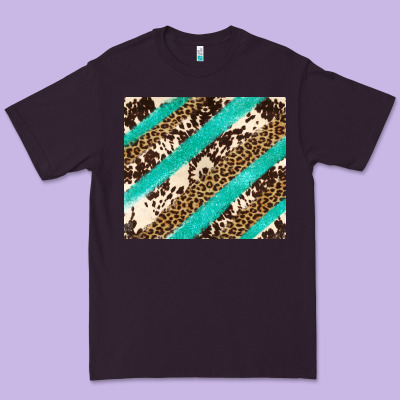 Turquoise Glitter Leopard And Cowhide Premium Tee Designed By Artiststas