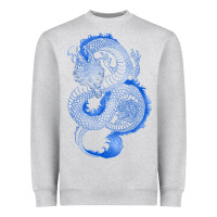 Heather Grey blue dragon Heavyweight Sweatshirt - RanaPortraitStore