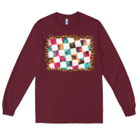 Burgundy race background with leopard frame Long Sleeve Tee - HRA Design Shop