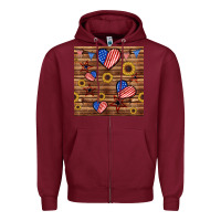 Burgundy 4th of july hearts seamless pattern Zipper Hoodie - BundleAndBundleShop
